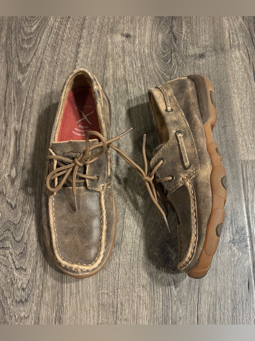TWISTED X Boat Shoe Driving Leather Moccasins Women’s size 7 EUC